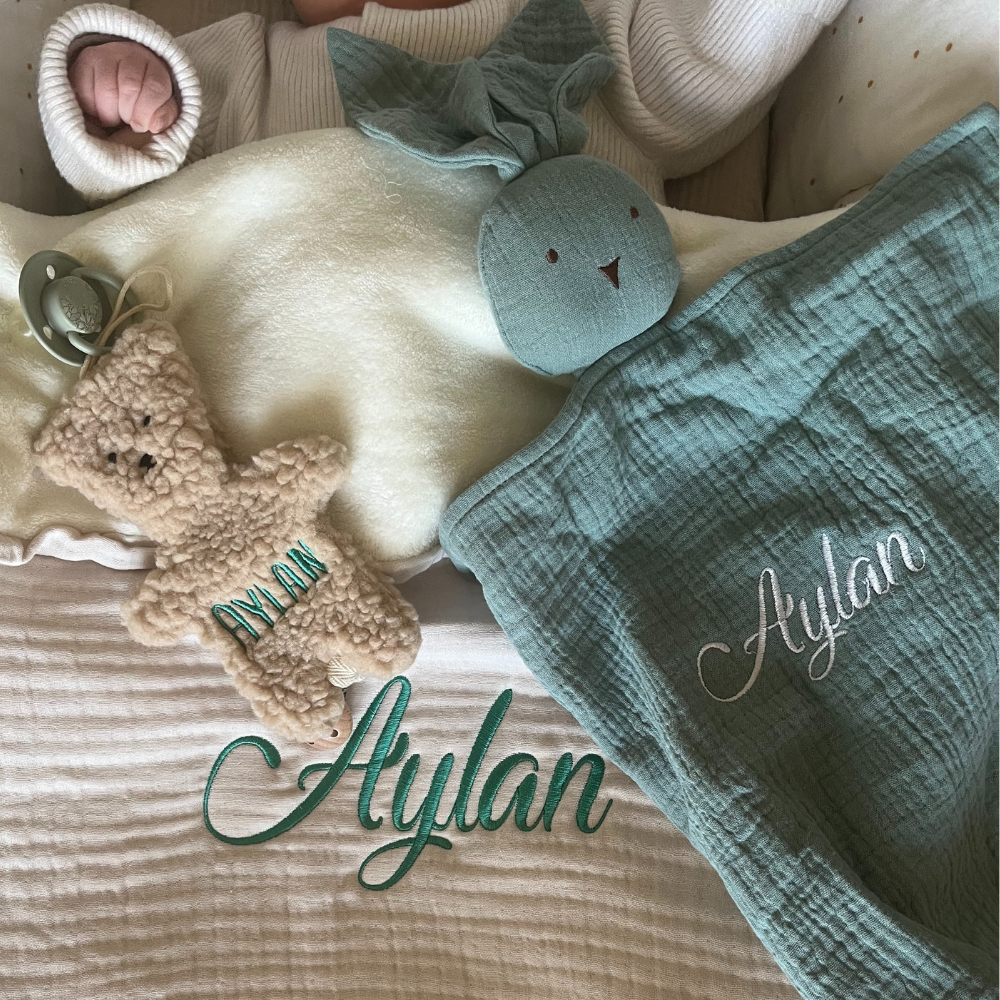 DOUDOU LAPIN EN GAZE DE COTON AVEC ET SANS VISAGE – Image 4